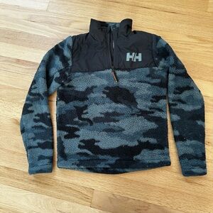 Helly Hansen Gray Black and Blue Camo Kids Hoodie Boys Size 10